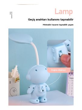 Astronot Temalı Çocuk Led Şarjlı Masa Lambası