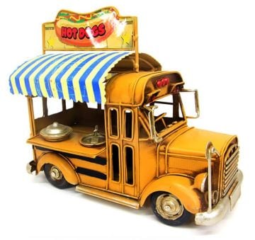 Dekoratif Nostaljik Metal Sarı Sandviç Otobüsü