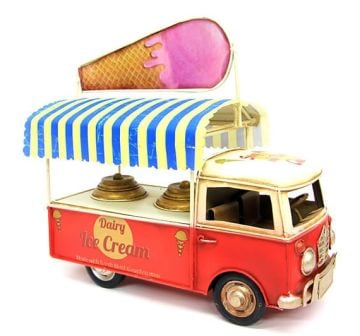 Dekoratif Nostaljik Metal Kırmızı Dondurma Arabası