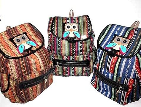 Baykuşlu Otantik Kilim Desenli Sırt Çantası