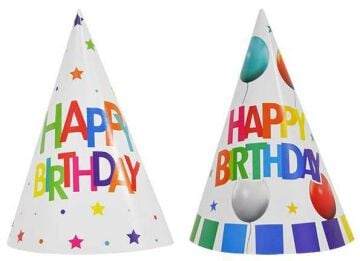 Happy Birthday Yazılı Yıldızlı Doğum Günü Külah Şapka (20 Adet)