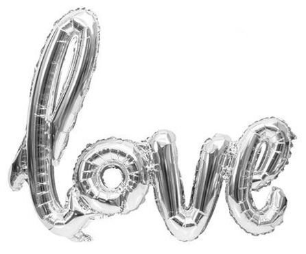 Love Gümüş Folyo Balon  (60cm x 45 cm)