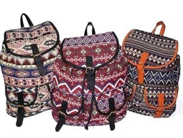 Kilim Desenli Kemerli Otantik Sırt Çantası