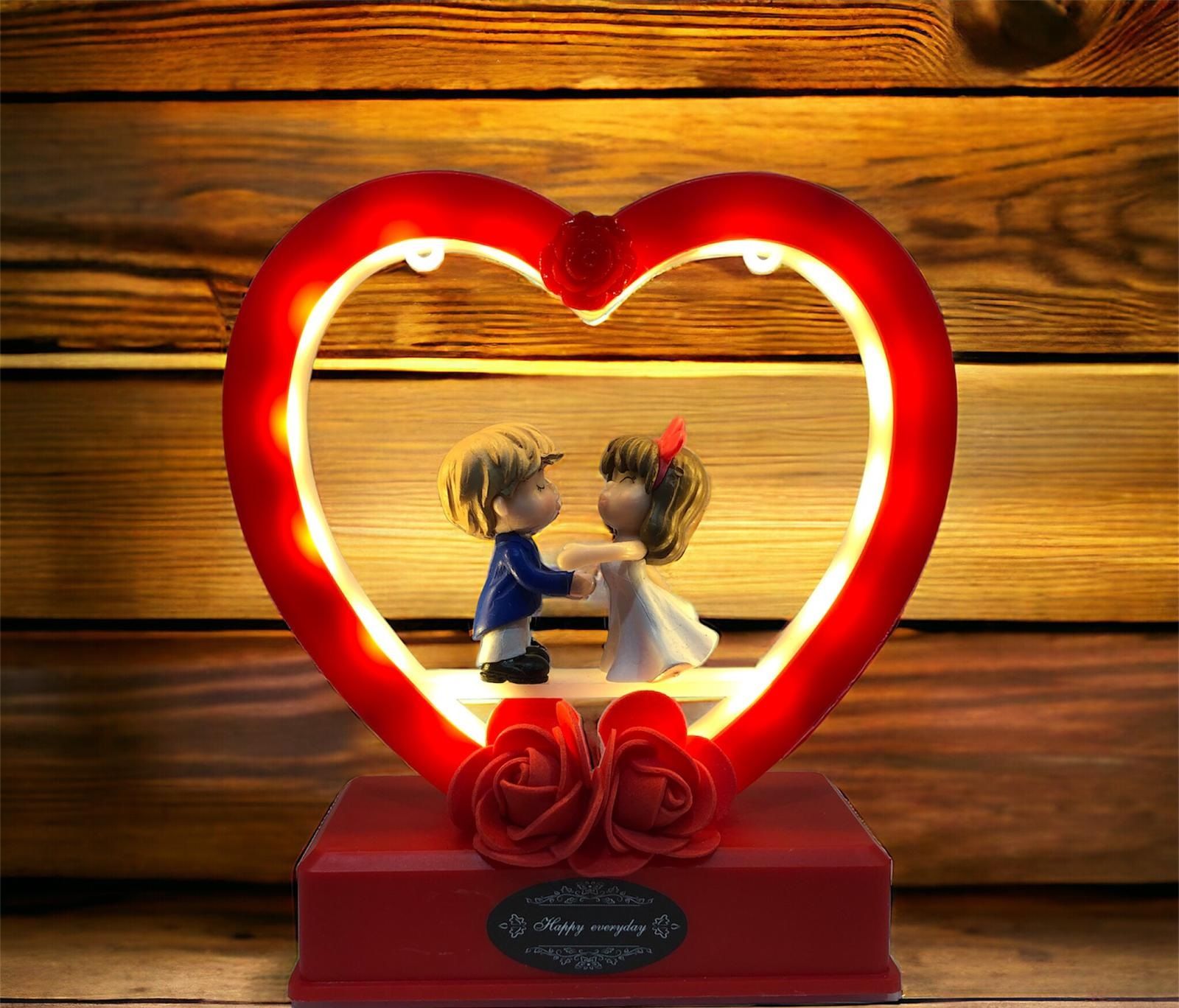 Işıklı Müzikli Romantik Aşıklar Sevgili Biblosu
