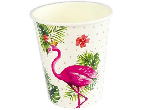 Taçlı Flamingo 8oz Karton Bardak (8 Adet)