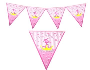 Prenses 1 Yaşında Pembe Üçgen Flama Bayrak