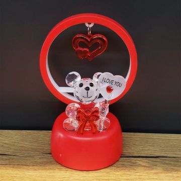 Dekoratif Işıklı I Love You Ayıcık Kalpli Sevgiliye Hediye