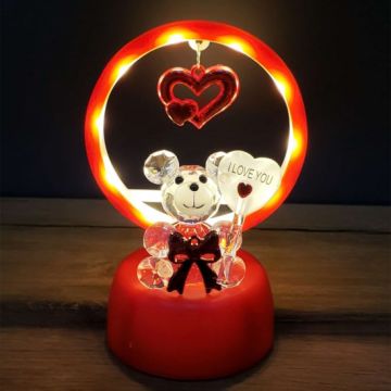 Dekoratif Işıklı I Love You Ayıcık Kalpli Sevgiliye Hediye
