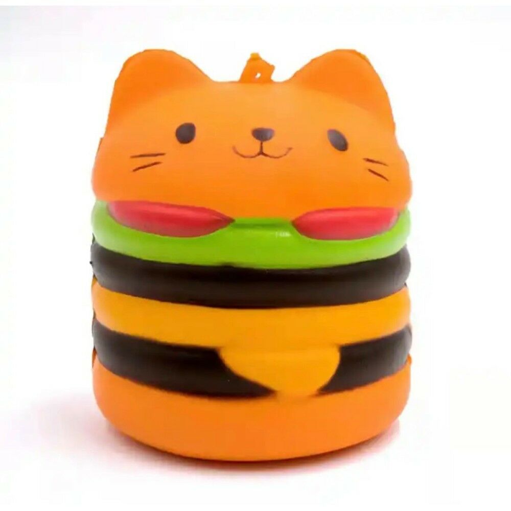Kedili Tasarımlı Hamburger Peluş Squishy Oyuncak