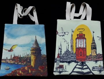 Dijital Baskılı İstanbul Manzaralı Bayan Çantası