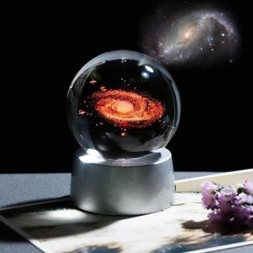 Kristal Cam Galaksi Toz Bulutu Gezegenler Led Lamba