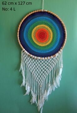 Beyaz Dantelli Renkli Dizayn Rüya Düş Kapanı Dream Catcher