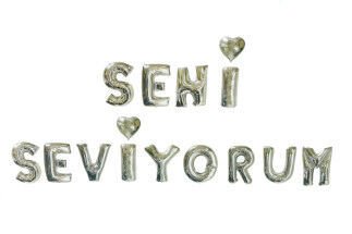Seni Seviyorum Gümüş Folyo Balon 16 Inc