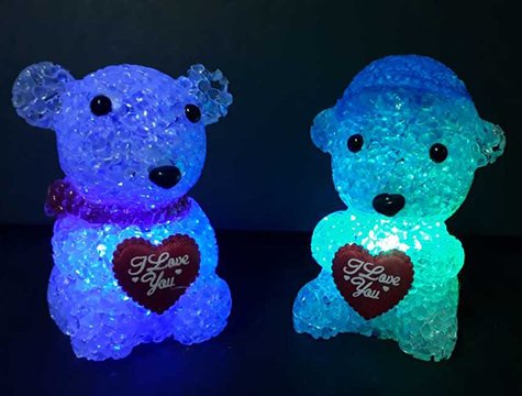 I Love Kalpli Kristal Ayıcık Renk Değiştiren Işıklı Gece lambası