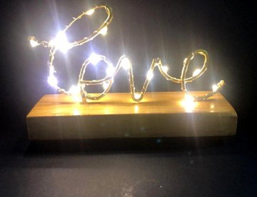 Love Led Işıklı Ahşap Standlı Gece Lambası