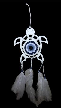 Ahşap Kaplumbağa Tasarımlı Rüya Düş Kapanı Dream Catcher (30cm x 14 cm)