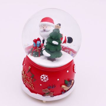 Yılbaşı Ağacı Ve Noel Baba Işıklı Müzikli Cam Kar Küresi