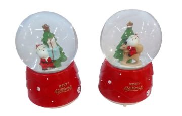 Yılbaşı Noel Baba Geyik Ve Hediye Işıklı Müzikli Cam Kar Küresi