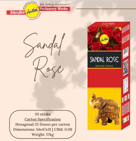 Sree Vani Sandal Rose Çubuk Tütsü Incense Sticks (120 Adet)