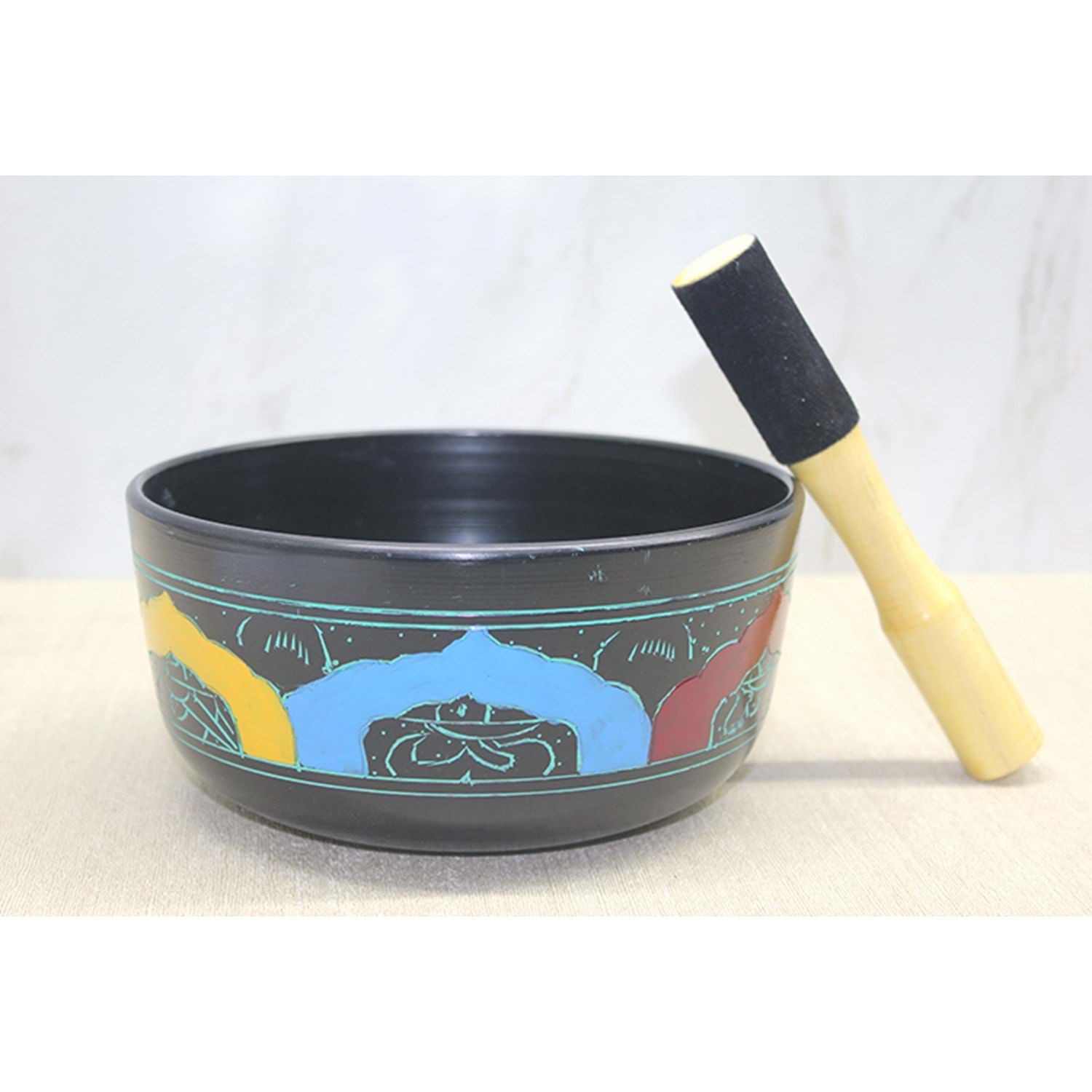 7 Chakra Desenli Tibet Çanağı Tibet Meditasyon Çanı (19 cm)