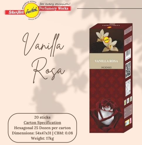 Sree Vani Gül & Vanilya Çubuk Tütsü Incense Sticks (120 Adet)