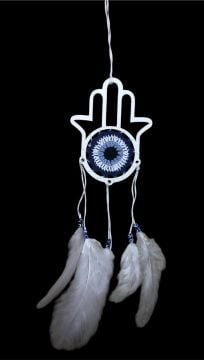 Ahşap Fatma Ananın Eli Rüya Düş Kapanı Dream Catcher (30cm x 10 cm)