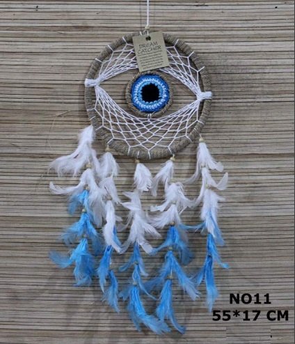 Dream Catcher Renkli Tüylü Rüya Düş Kapanı (55 cm x 17 cm)
