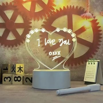 İsim Yazılabilir Işıklı 3D Kalp Lamba