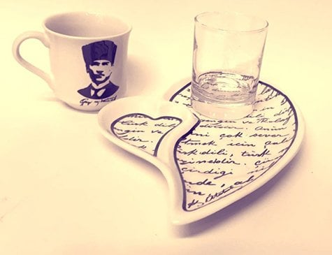 Mustafa Kemal Atatürk Temalı Tek Kişilik Kahve Fincan Takımı