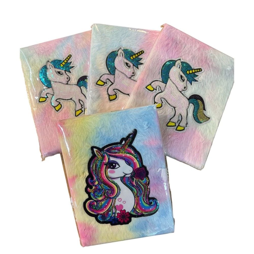 Tek Boynuzlu At Şeklinde Peluş Cüzdanlı Defter