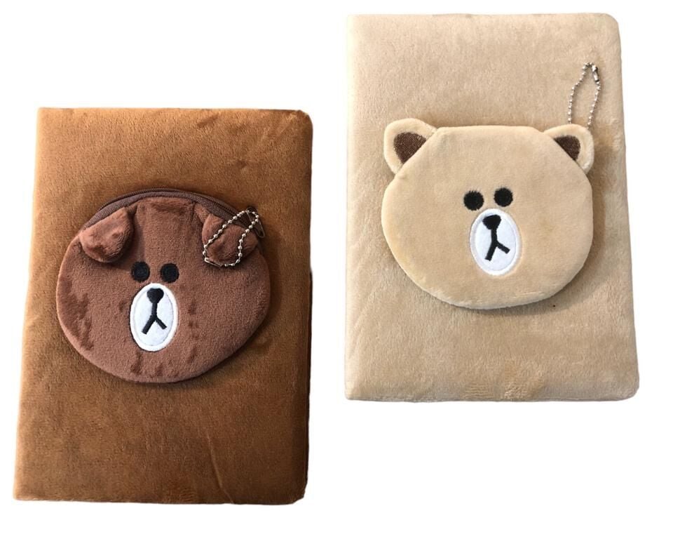 Ayıcık Şeklinde Peluş Cüzdanlı Defter