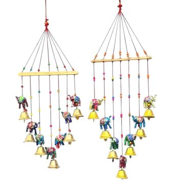 Bambu Fil Tasarımlı Rüzgar Çanı Metal ve Polyester Malzeme (67 cm x 20 cm)