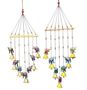 Bambu Fil Tasarımlı Rüzgar Çanı Metal ve Polyester Malzeme (67 cm x 20 cm)