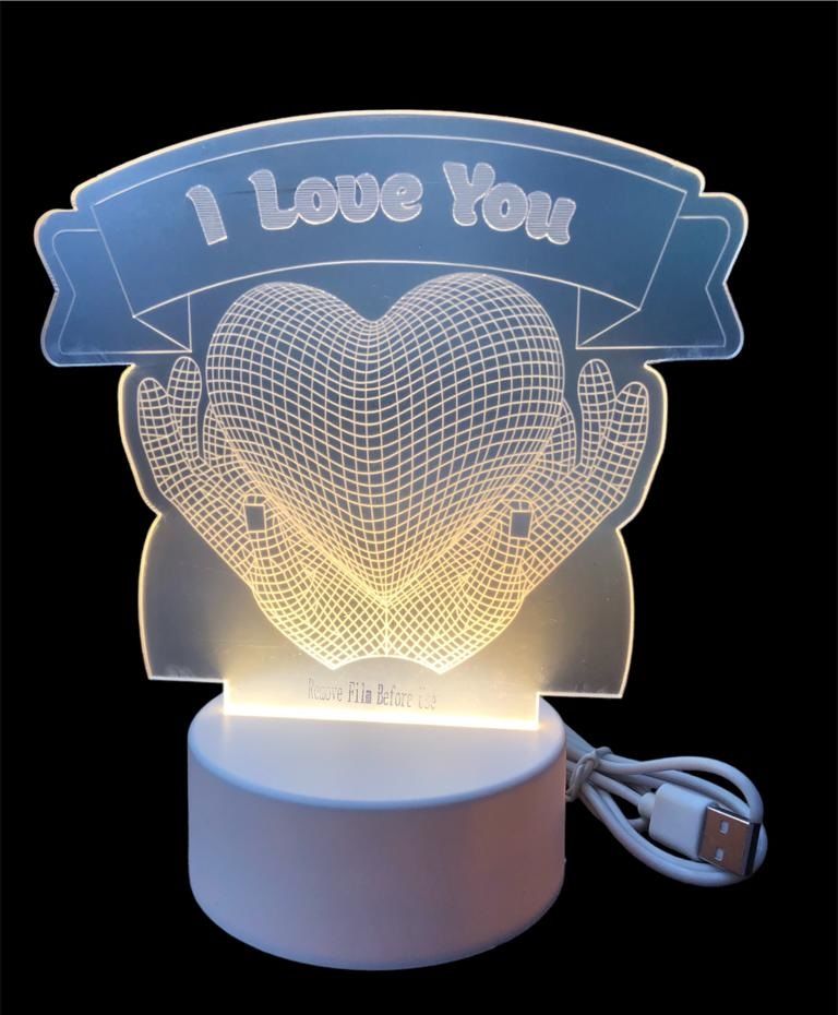 Dekoratif Avuç İçinde Kalp I Love You 3D Kalp Lamba