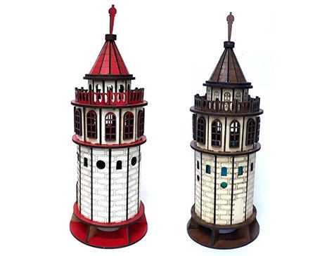 Dekoratif Ahşap Işıklı Galata Kulesi Maketi