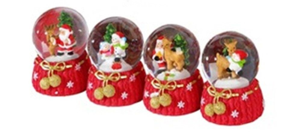 Mini Yılbaşı Temalı Noel Baba Geyik Cam Kar Küresi