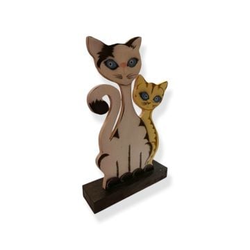Dekoratif Uv Ahşap Kedi Biblosu (2'li)