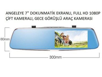 Angeleye 7'' Dikiz Aynası 1080p Hd  Çift Kameralı Araç Kamerası