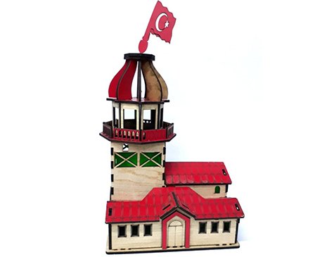 Dekoratif Ahşap Işıklı Kız Kulesi Maketi