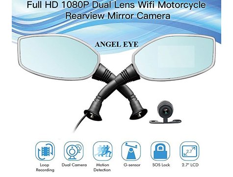 AngelEye Çift Kameralı Yan Ayna Şeklinde Motosiklet Kamerası