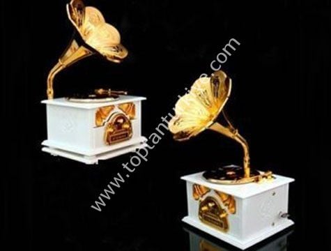 Beyaz Gramofon Müzik Kutusu Nostaljik Müzik Kutusu