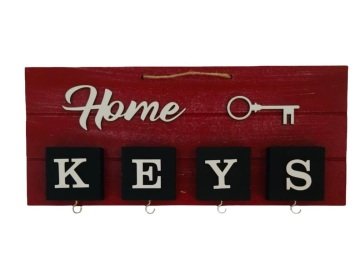 Dekoratif Ahşap Home Keys Yazılı Anahtarlık