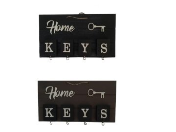 Dekoratif Ahşap Home Keys Yazılı Anahtarlık