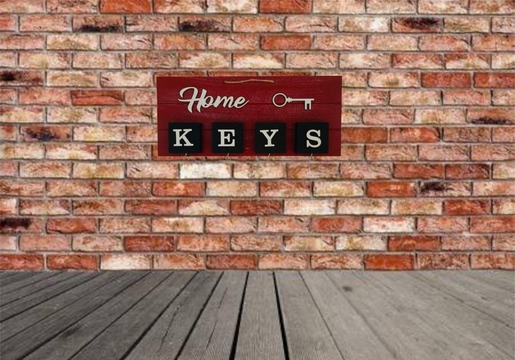 Dekoratif Ahşap Home Keys Yazılı Anahtarlık