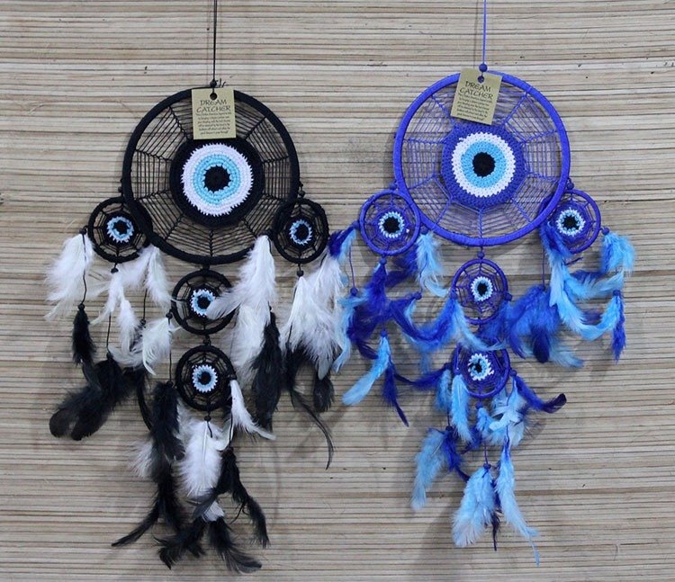 Örgülü 4 Halkalı Rüya Düş Kapanı Dream Catcher (55 cm x 17 cm)