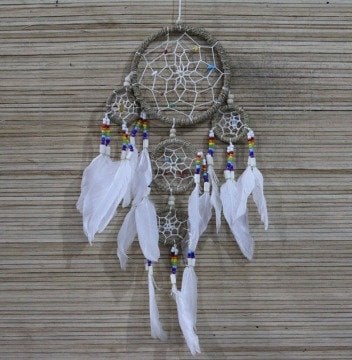 Renkli Boncuklu 4 Halkalı Rüya Düş Kapanı Dream Catcher (55 cm x 12 cm)