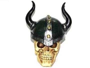 Dekoratif Viking Şapkalı Kuru Kafa Biblo