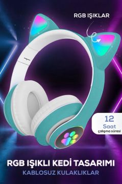 Kablosuz Kedi Kulaklıklı Bluetooth Kulaklık