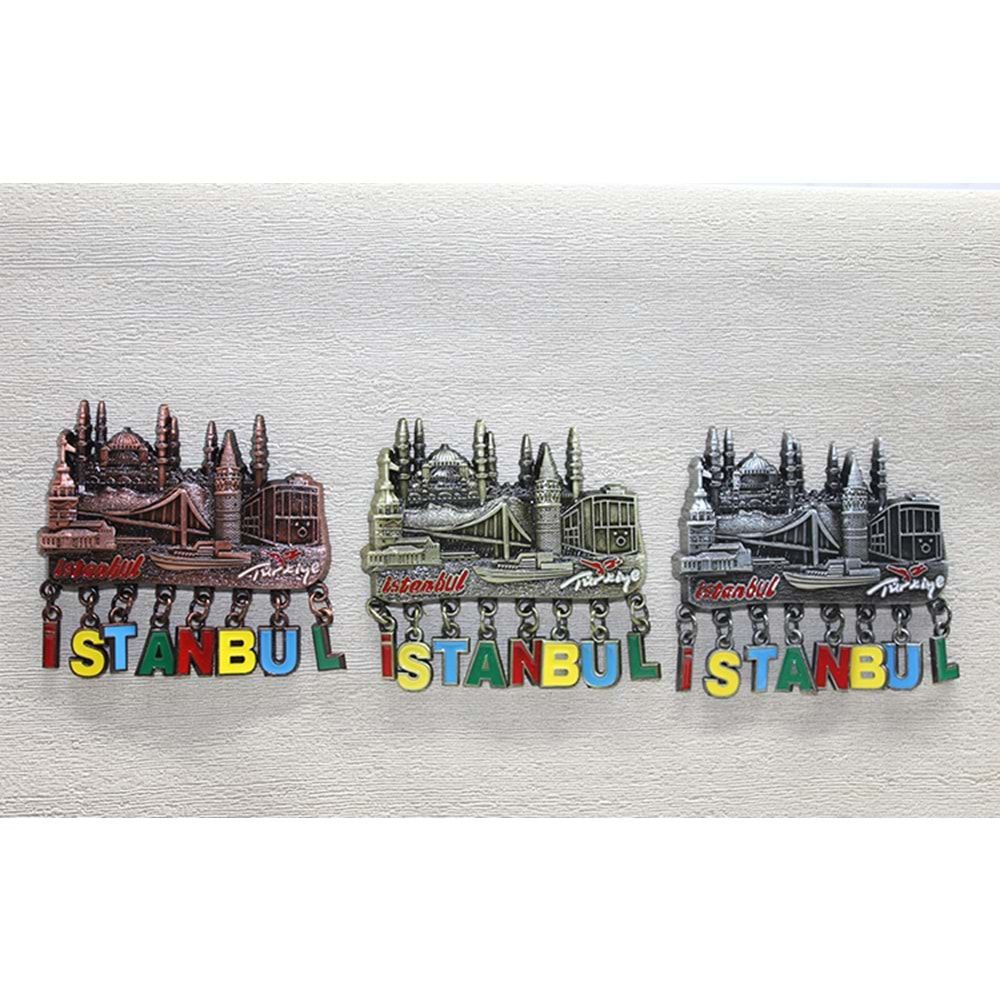 Dekoratif Galata Kulesi  & Cami & Gemi İstanbul Tasarımlı Metal Magnet (12 Adet)