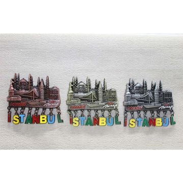 Dekoratif Galata Kulesi  & Cami & Gemi İstanbul Tasarımlı Metal Magnet (12 Adet)